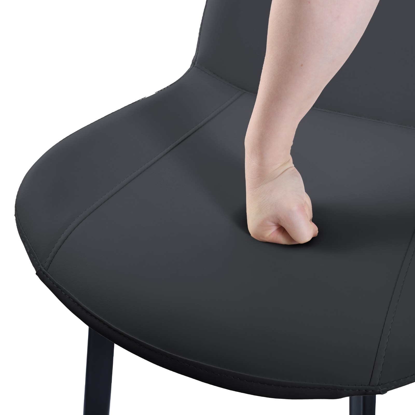 Black PU Leather Dining Chair With Metal Legs, Modern Upholstered Chair Set Of 4 For Kitchen, Restaurant, Living, Meeting Room_voghion.com